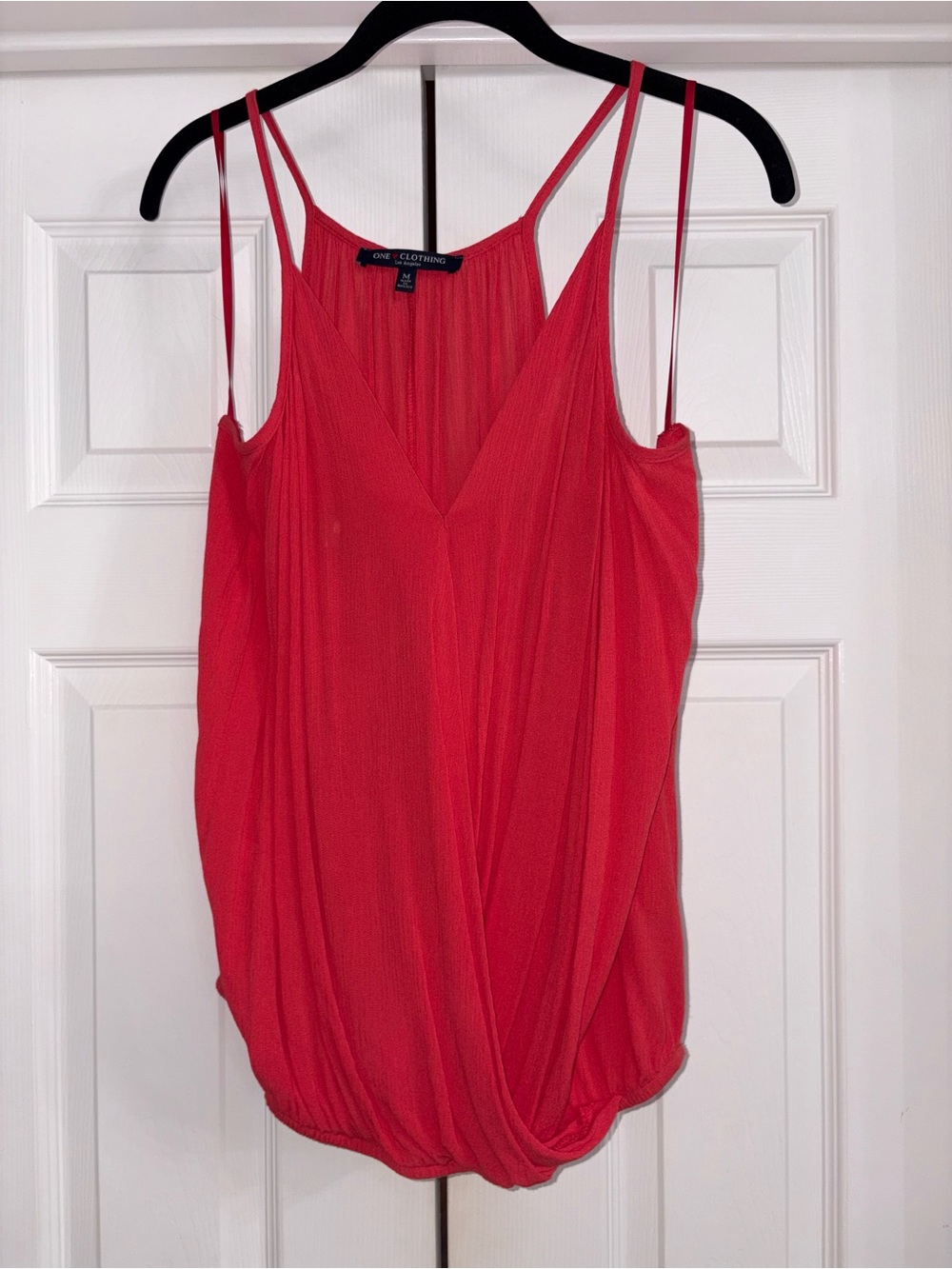 one clothing Red Draped V-Neck Double-Strap Cami